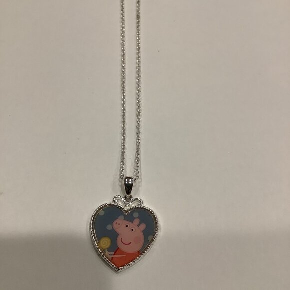 Peppa Pig Fine Silver Plated Heart Necklace New Without Tags